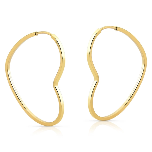 Brinco Feminino Argola de ouro 18k coração médio 25mm Produto Brinco Feminino Argola de ouro 18k coração médio 25mm