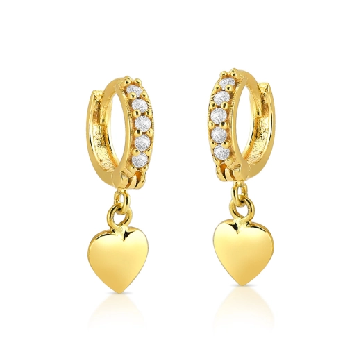Produto Argola de Ouro 18k Redonda Cravejada com Coração pendente