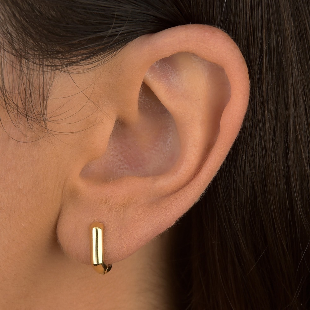 Produto Argola de Ouro 18k Retangular 11mm