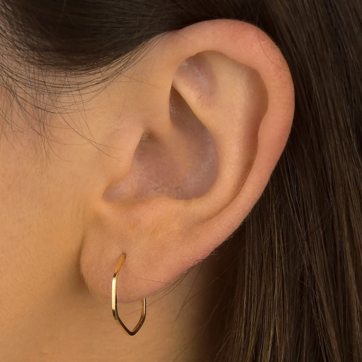 Produto Brinco Argola Sextavada 15mm Ouro 18k
