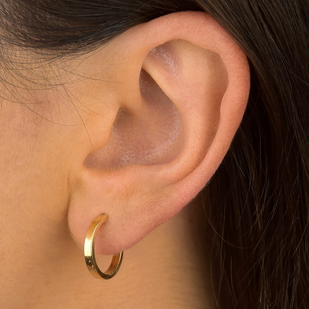 Argola Feminina de Ouro 18k Redonda Fio Quadrado 2mm Produto Argola Feminina de Ouro 18k Redonda Fio Quadrado 2mm