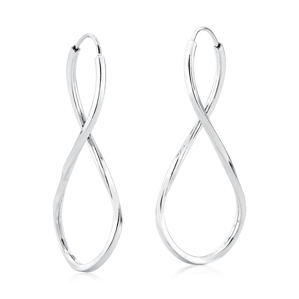 Produto Argola Feminina de Prata 925 Infinito Fio Quadrado