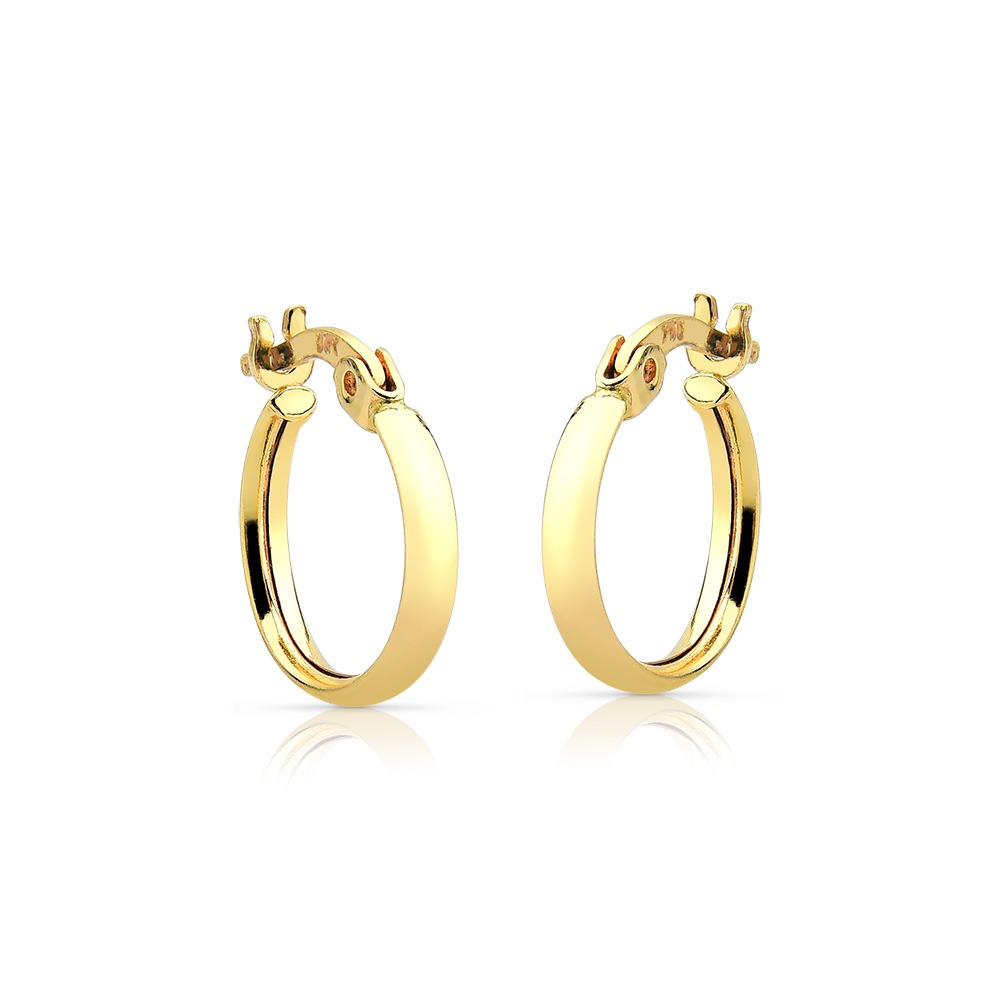 Produto Argola feminina ouro 18k click redonda larga 15mm x 2mm