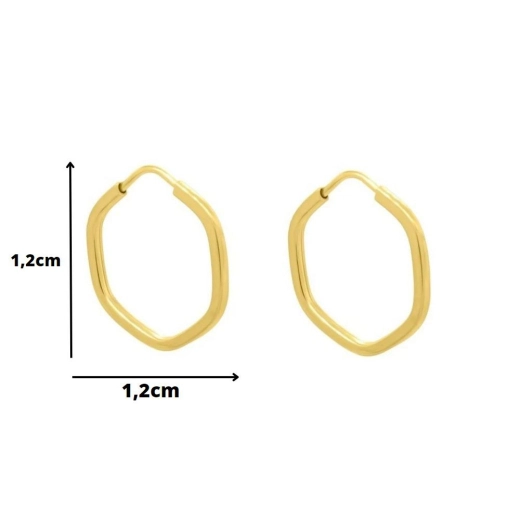 Produto Brinco Primeiro/ Segundo Furo Argola Sextavada Ouro 18k Par