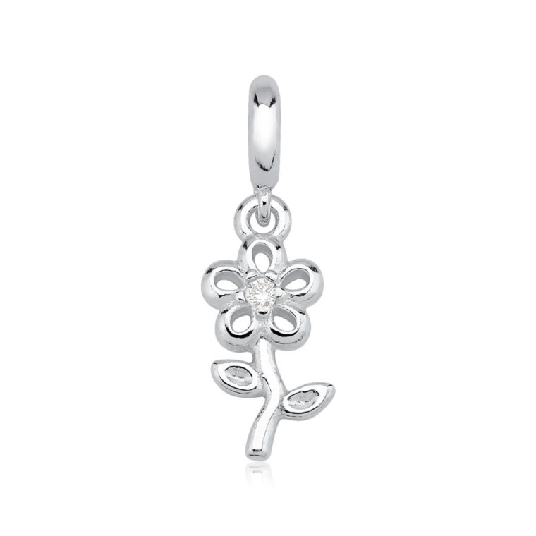 Produto Berloque de Prata 925 Flor com Zircônia