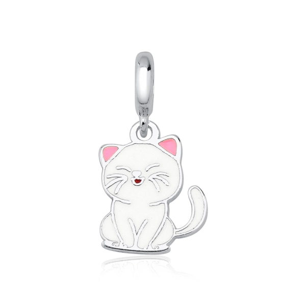 Produto Berloque de Prata 925 Gatinho Fofo Resinado