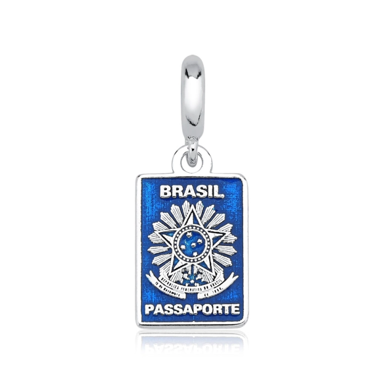 Produto Berloque de Prata 925 Passaporte Resinado