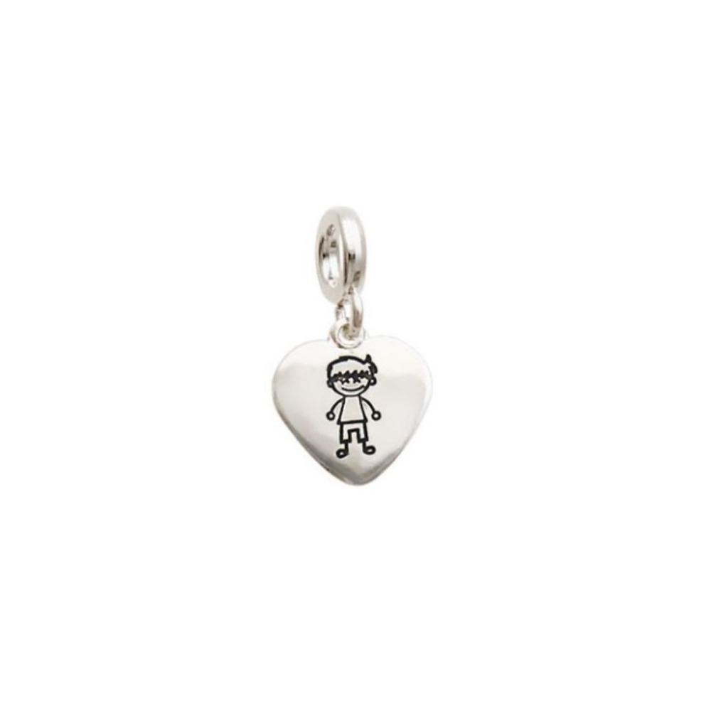 Produto Berloque para Pulseira de Prata 925 Coração com Menino