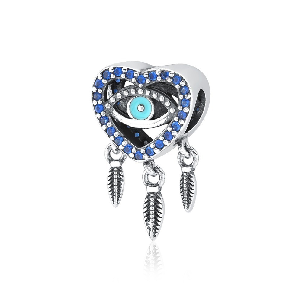 Produto Berloque para Pulseira de Prata 925 Coração com Olho Grego
