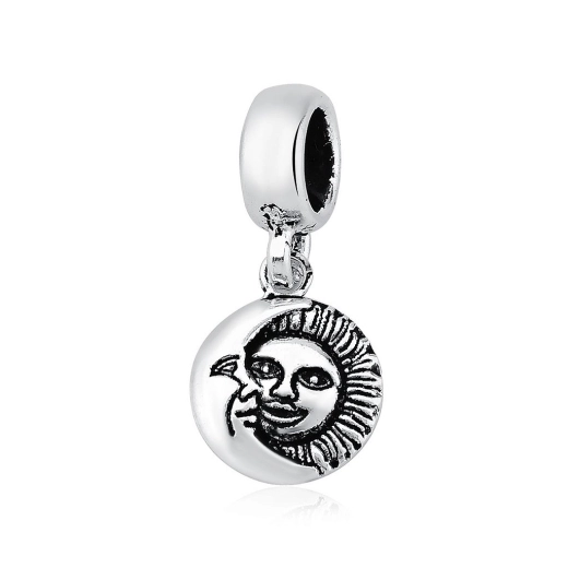 Produto Berloque para Pulseira de Prata 925 Sol e Lua Envelhecido
