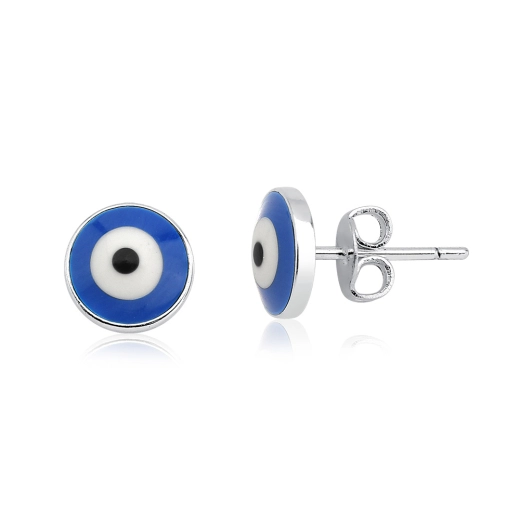 Produto Brinco Feminino de Prata 925 Olho Grego 8mm