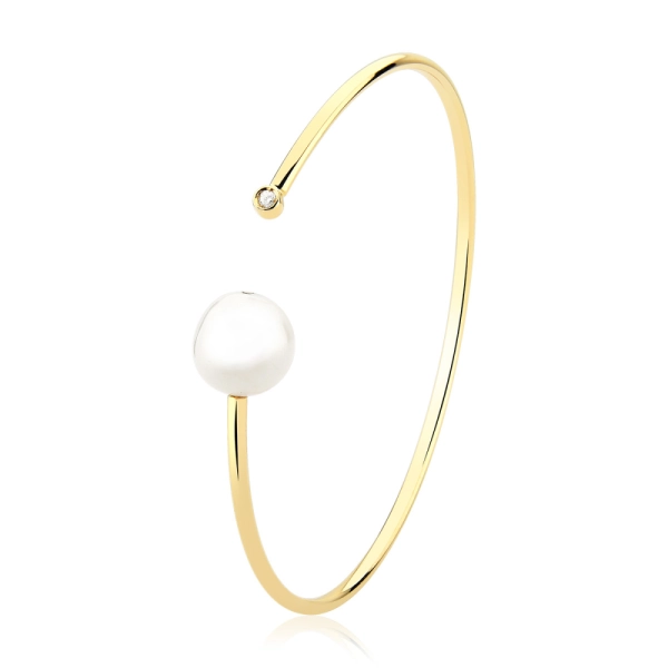 Bracelete com Pérola Biwa e Diamante em ouro 18k - 750 Produto Bracelete com Pérola Biwa e Diamante em ouro 18k - 750