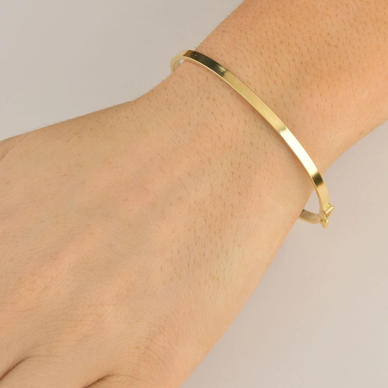 Produto Bracelete de Ouro 18k Quadrado Liso e Oco