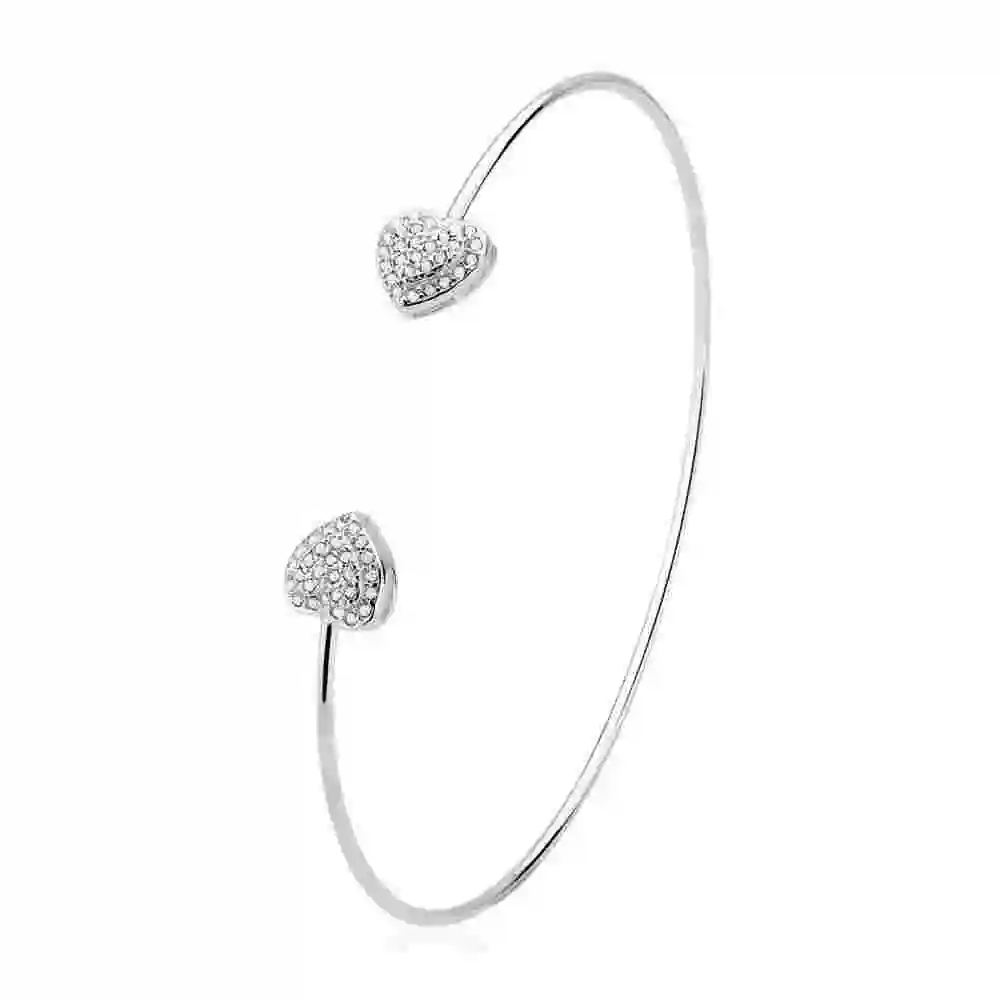 Produto Bracelete de Prata 925 Corações com Zircônias