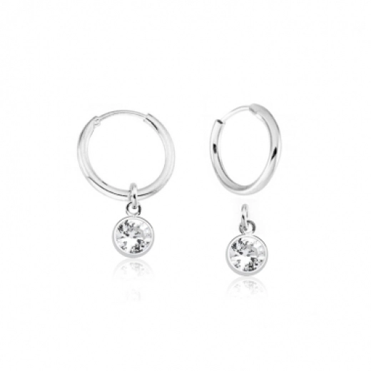 Produto Argola de Prata 925 Com Pingente Redondo Zircônia
