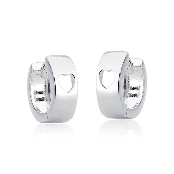 Produto Brinco Argola de Prata 925 Click com Coração Vazado