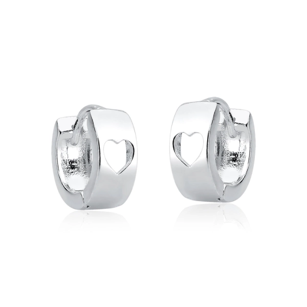 Produto Brinco Argola de Prata 925 Click com Coração Vazado