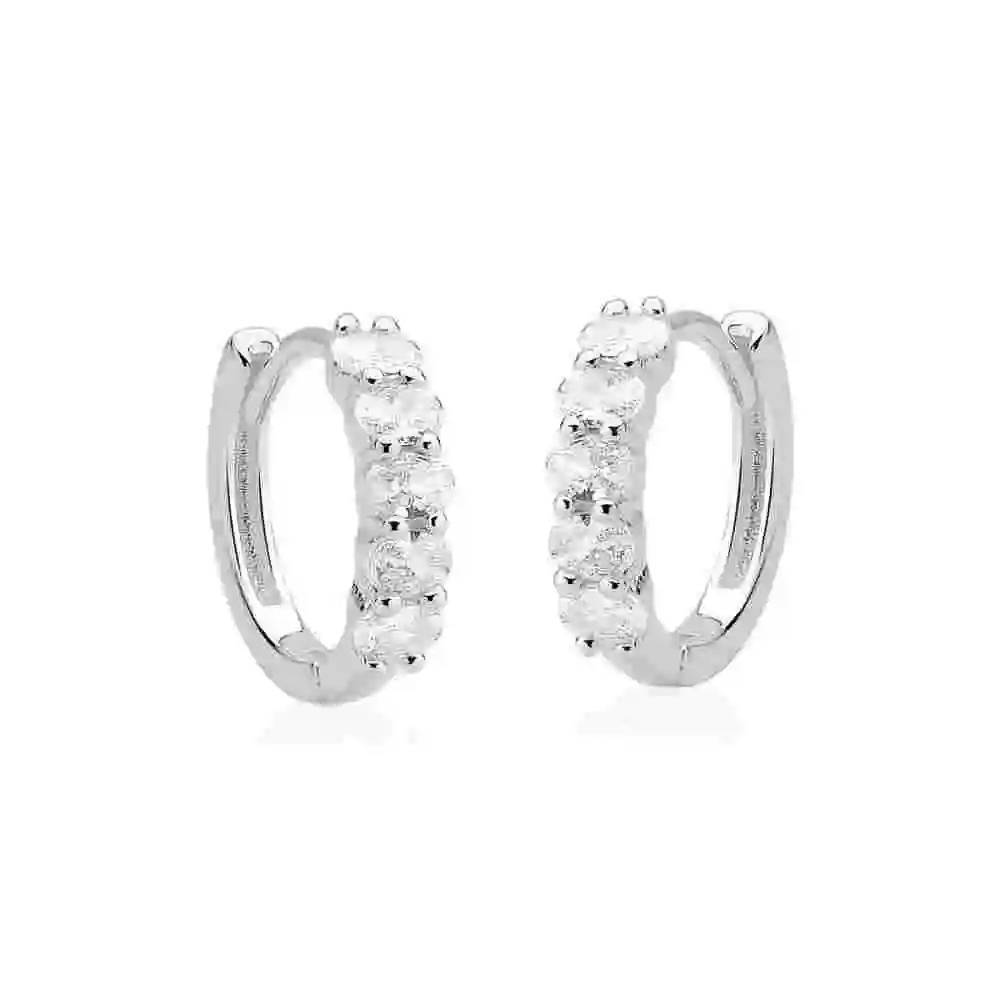 Produto Brinco Argola de Prata 925 Click com Zircônias