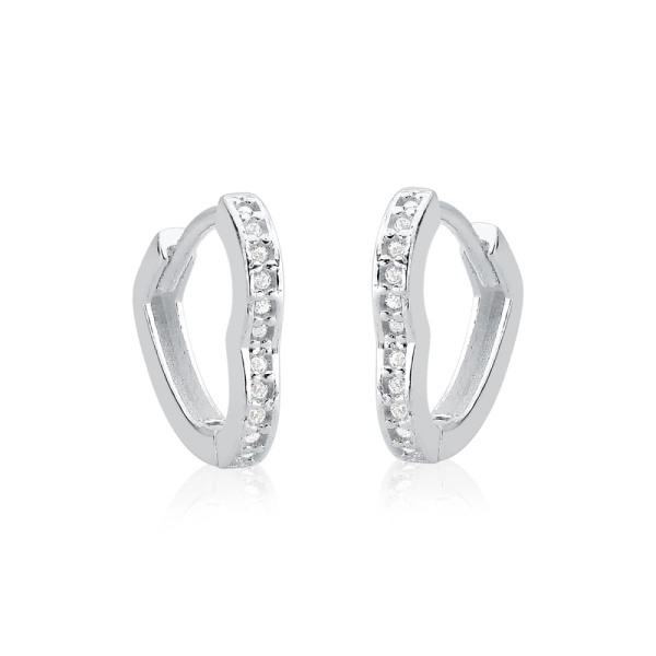 Produto Brinco Argola de Prata 925 Click Coração com Zircônias