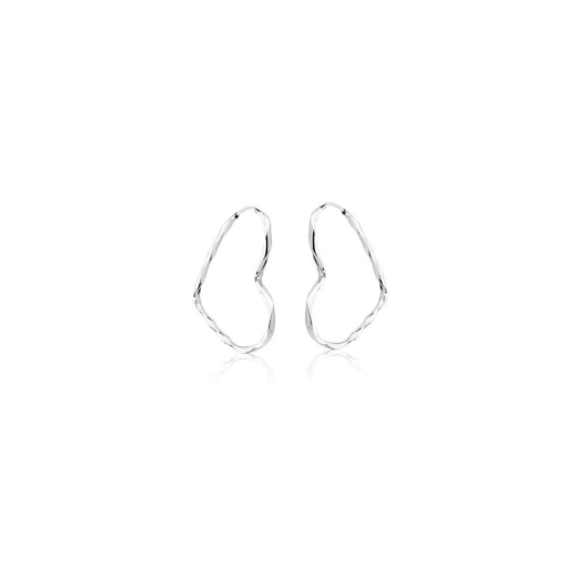 Brinco argola de Prata 925 coração fio ondulado 16mm Produto Brinco argola de Prata 925 coração fio ondulado 16mm