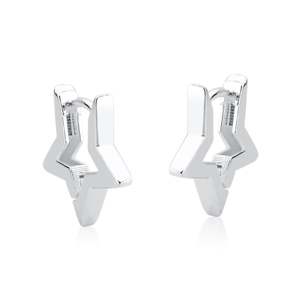 Produto Brinco Argola de Prata 925 Estrela Vazada