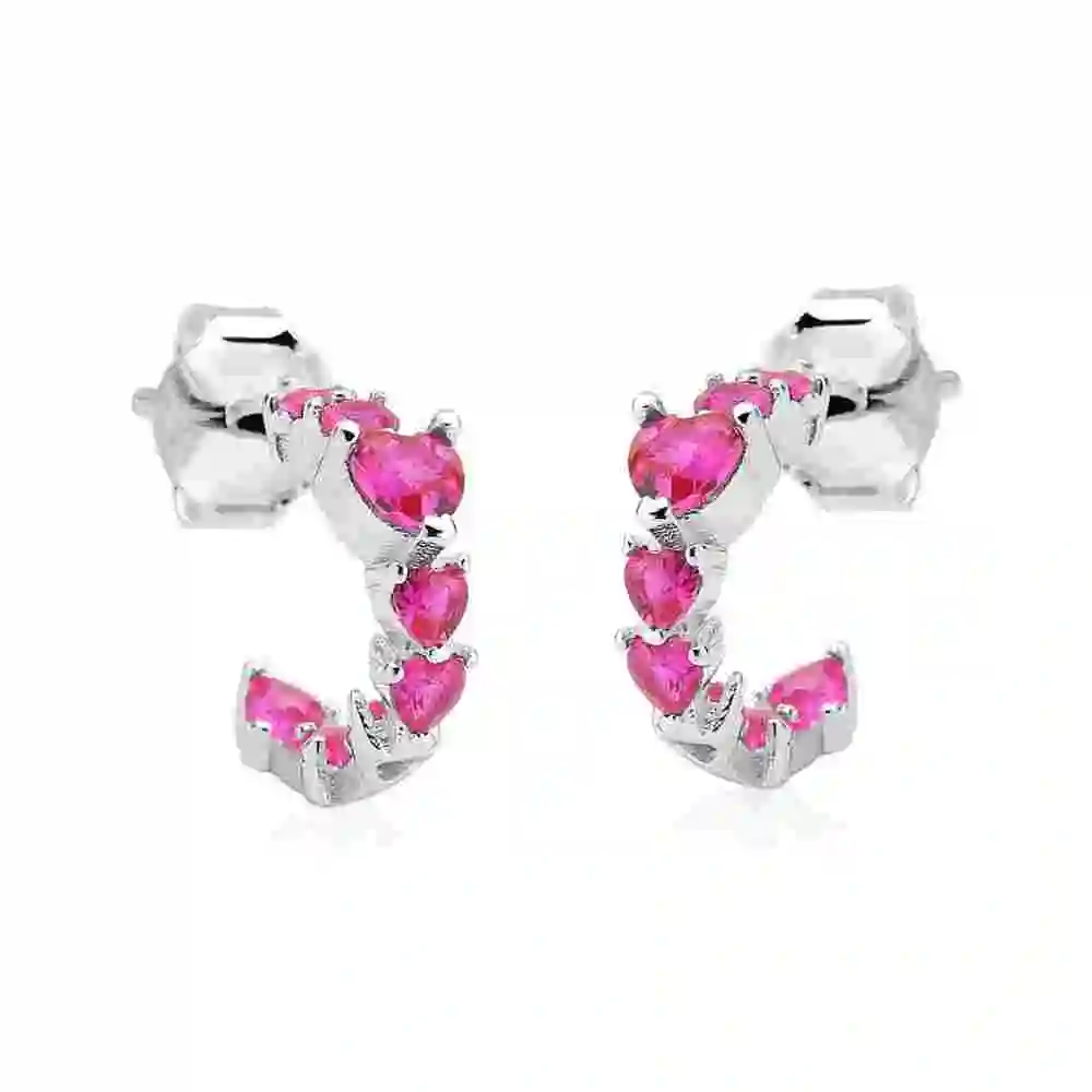 Produto Brinco Argola de Prata 925 Redonda com Zircônia Cereja