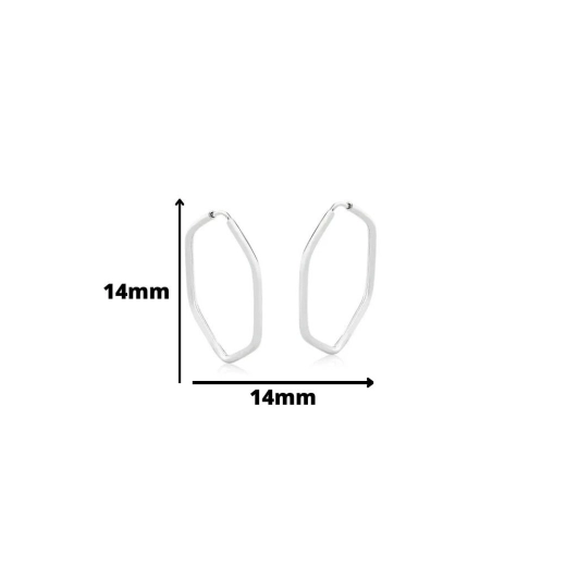 Produto Argolas Hexagono Prata 925 14mm