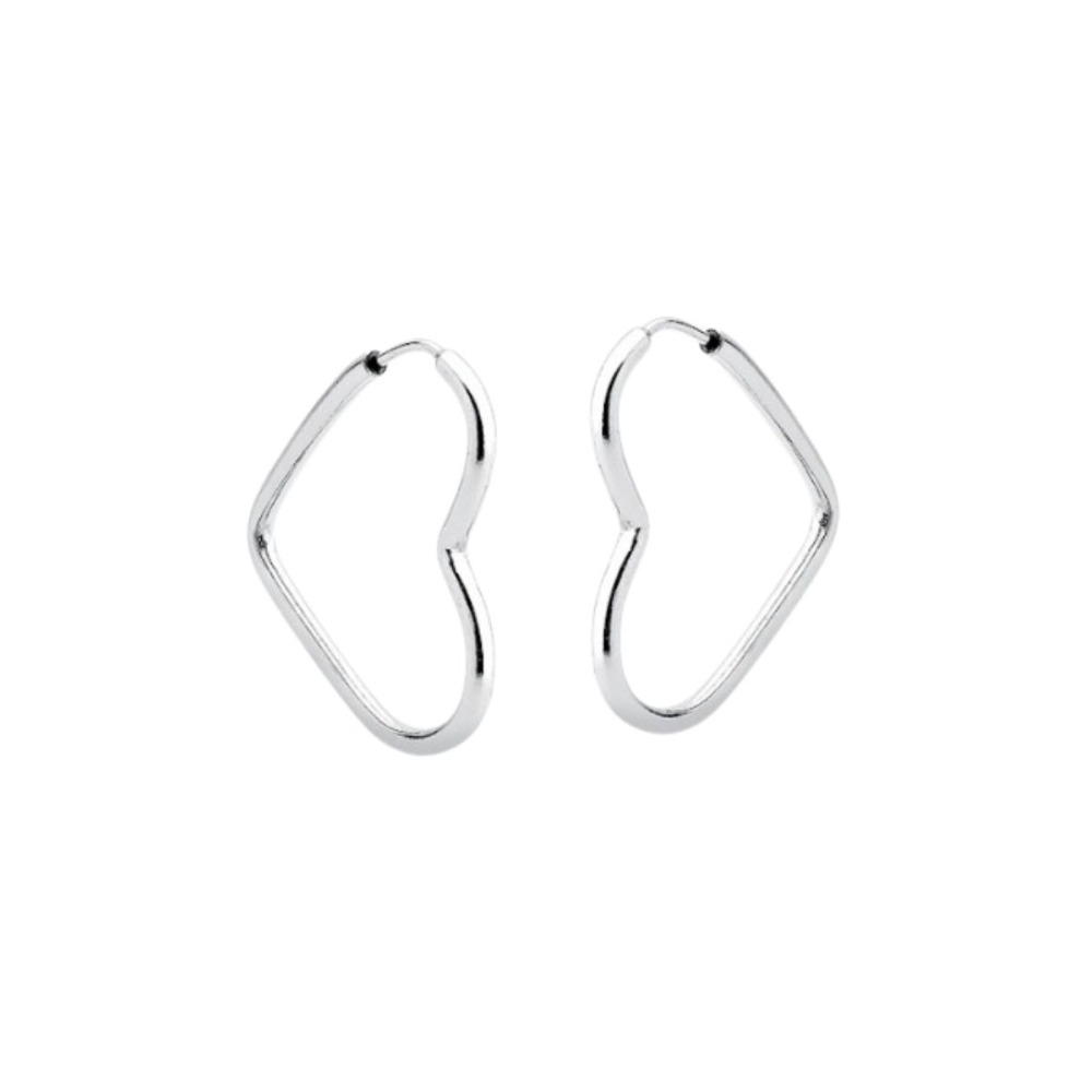 Brinco argola prata 925 coração 20mm fio redondo Produto Brinco argola prata 925 coração 20mm fio redondo