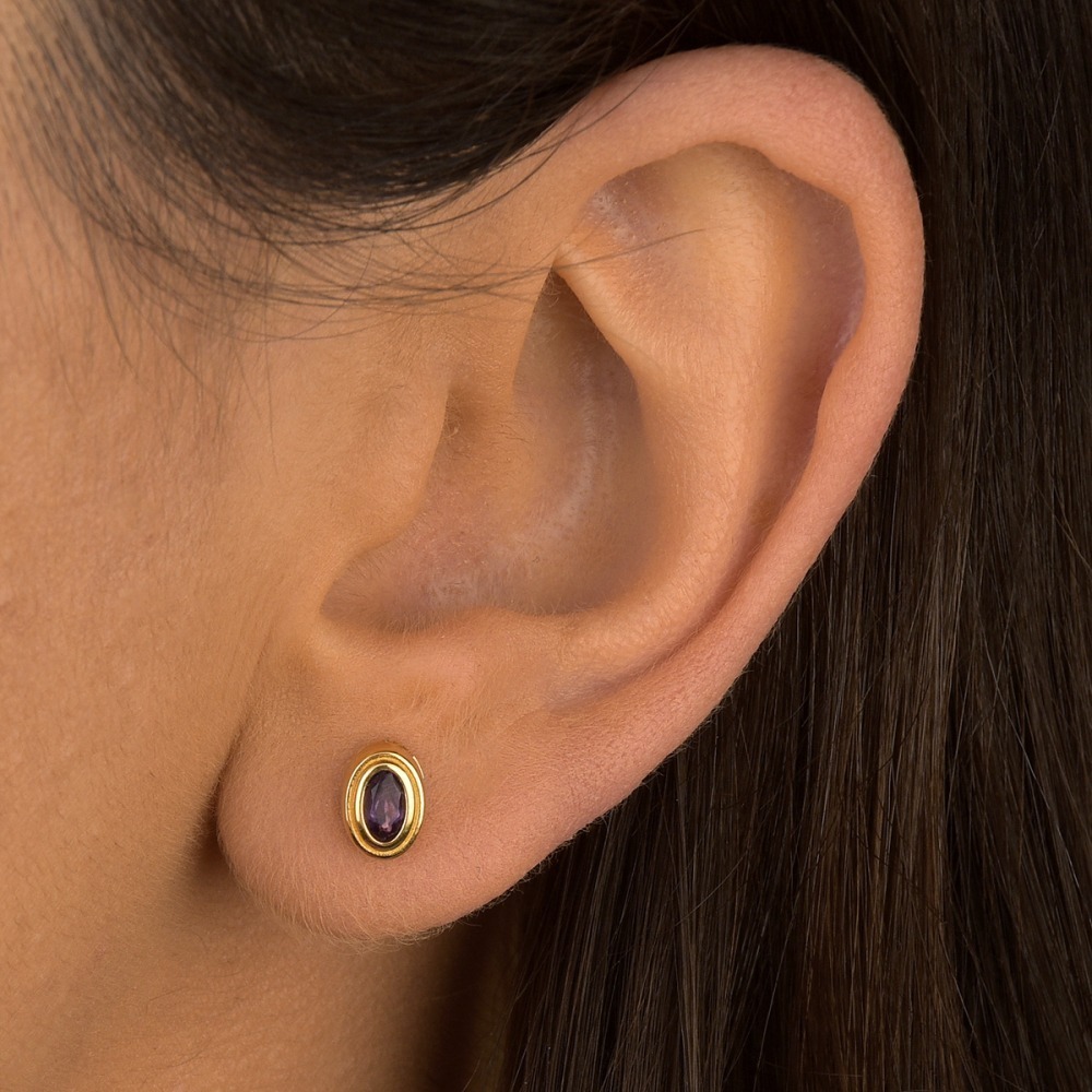 Produto Brinco com Ametista em ouro 18k amarelo