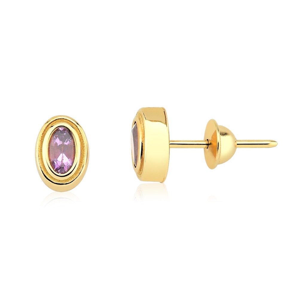 Produto Brinco com Ametista em ouro 18k amarelo