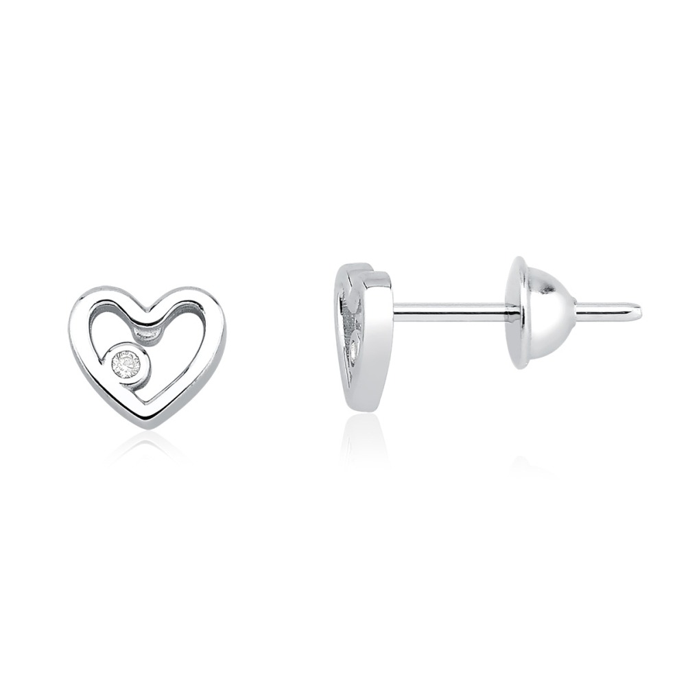 Produto Brinco Coração Pequeno com Diamante Delicado