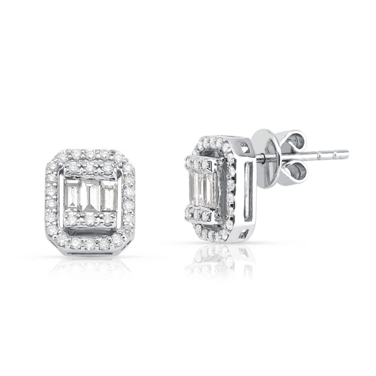 Brinco de Diamantes Baguete 0,54 ct em Ouro Branco 18k Retangular | Alta Joalheria Produto Brinco de Diamantes Baguete 0,54 ct em Ouro Branco 18k Retangular | Alta Joalheria