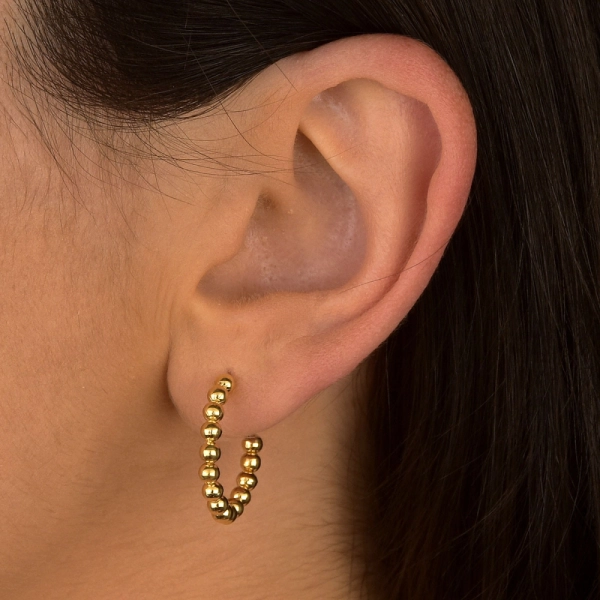 Produto Brinco de Ouro 18k Argola com Esferas