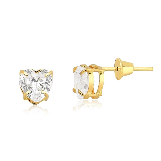 Produto Brinco de Ouro 18k Coração Galeria com 5mm