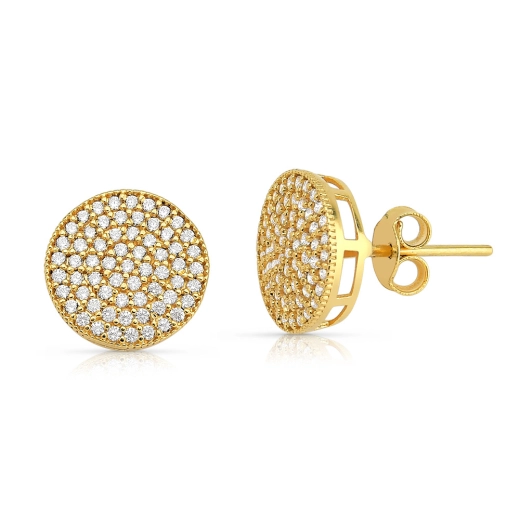 Produto Brinco de Ouro 18k Feminino Pavê Redondo 10mm