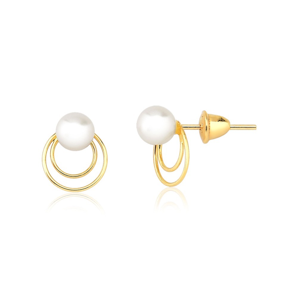 Produto Brinco de Ouro 18k Pérola com Aros Delicados