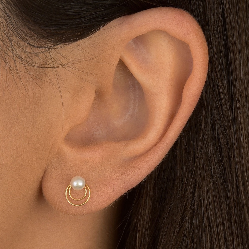 Produto Brinco de Ouro 18k Pérola com Aros Delicados