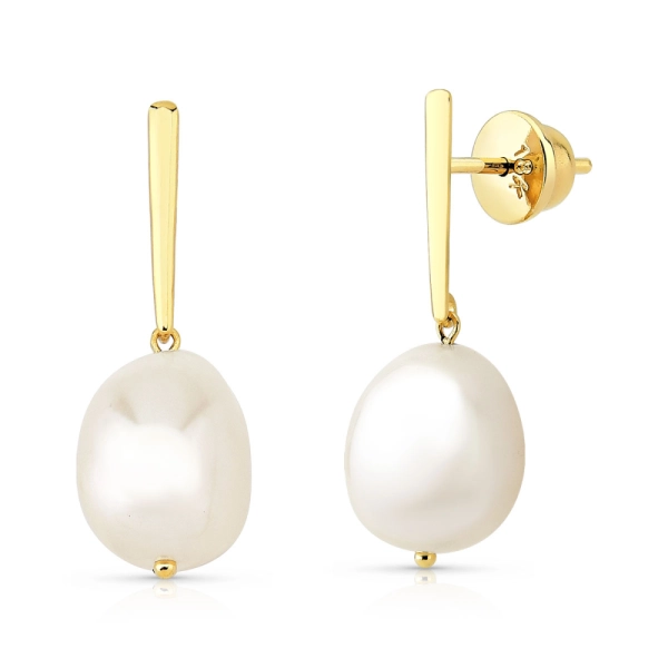 Produto Brinco de Ouro 18k Palito com Pérola Natural