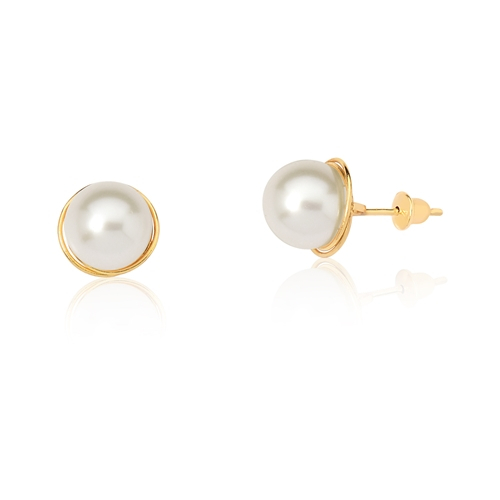 Produto Brinco de Ouro 18k Rococó com Pérola