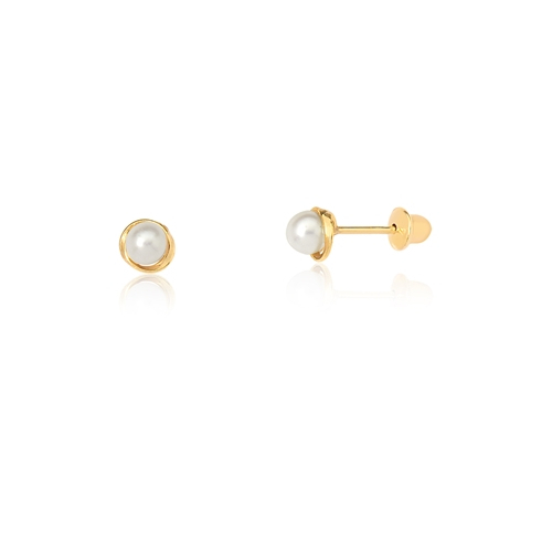 Produto Brinco de Ouro 18k Rococó com Pérola