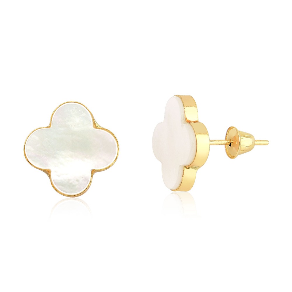 Produto Brinco de Ouro 18k Trevo com 1cm