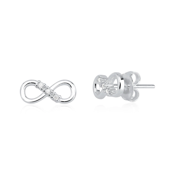 Produto Brinco de Prata 925 Infinito com Zircônias