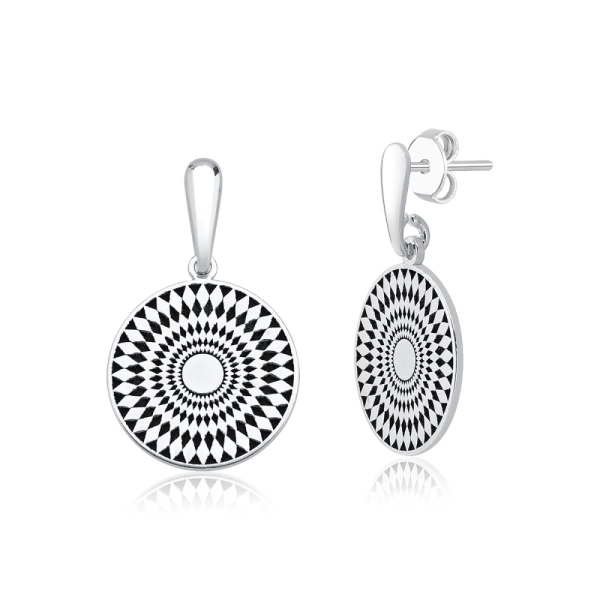 Produto Brinco de Prata 925 Mandala Resinado 