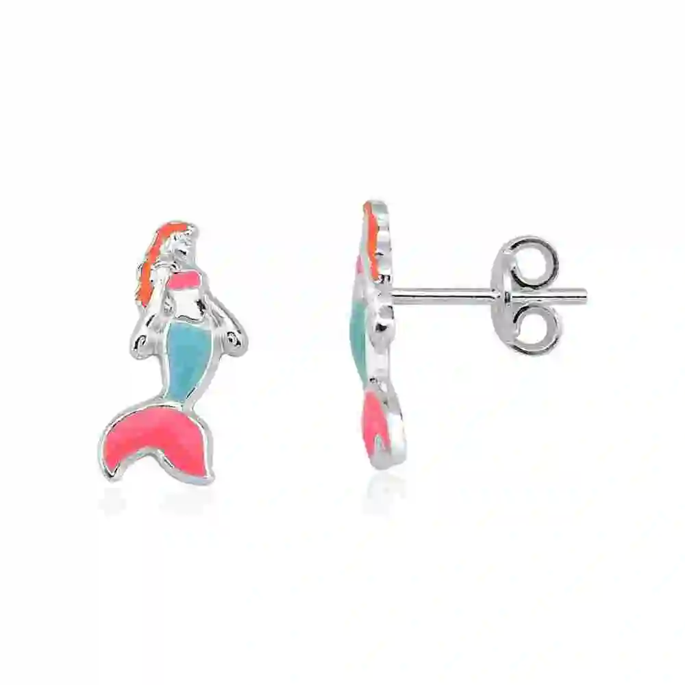 Produto Brinco de Prata 925 Sereia Colorido