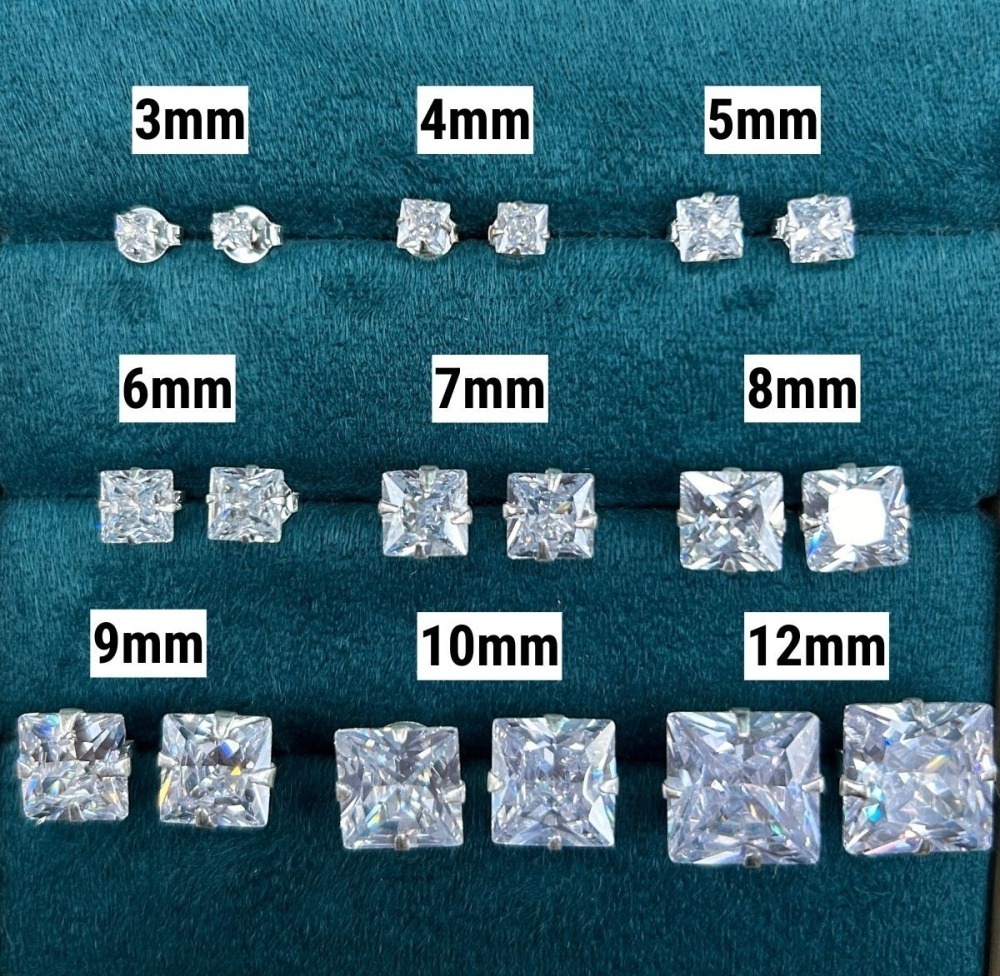 Brinco de Prata 925 Zircônia Quadrada Produto Brinco de Prata 925 Zircônia Quadrada