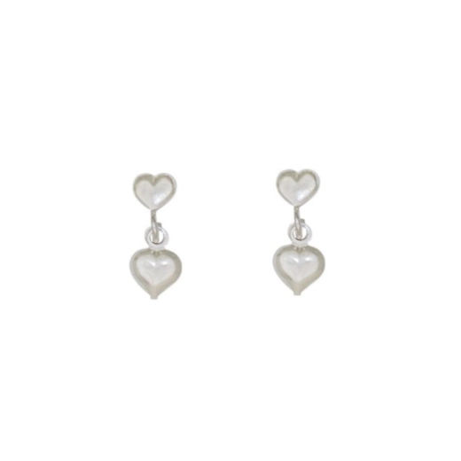 Produto Brinco Feminino de Prata 925 Dois Corações mini