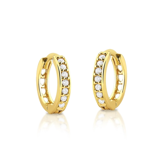 Produto Argola feminina de ouro 18k redonda - Detalhes de coração