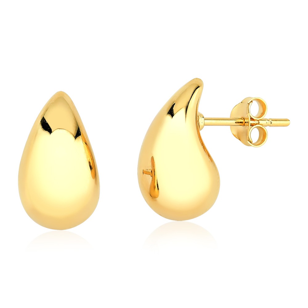 Produto Brinco Feminino de Prata 925 Banhado a Ouro 18k Gota Abaulada com 15mm