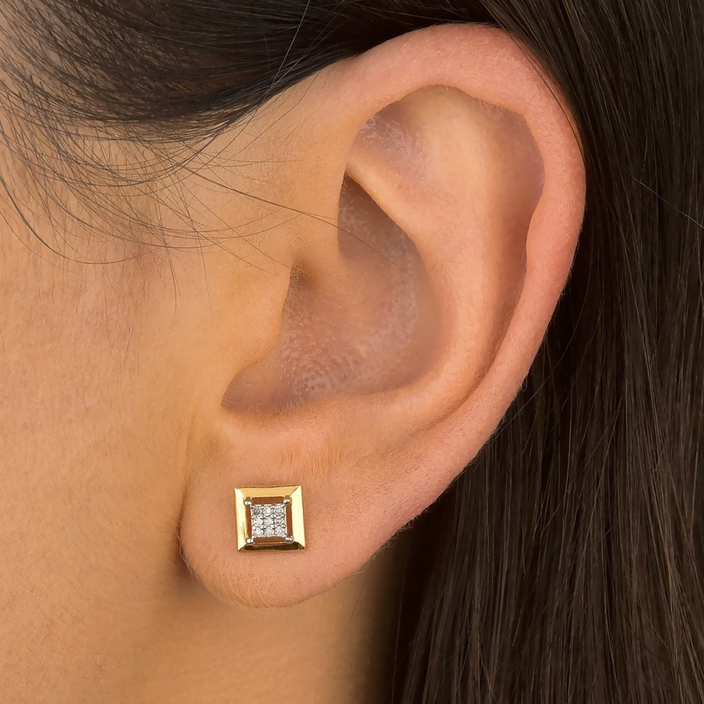 Produto Brinco Feminino de Ouro 18k Amarelo com Diamantes