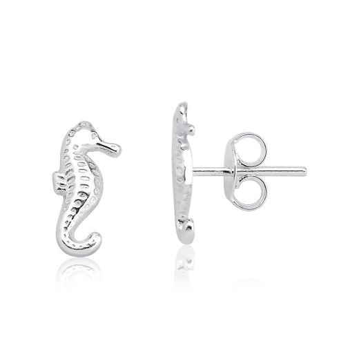 Brincos cavalo marinho prata 925 feminino 10mm prata 925 Produto Brincos cavalo marinho prata 925 feminino 10mm prata 925